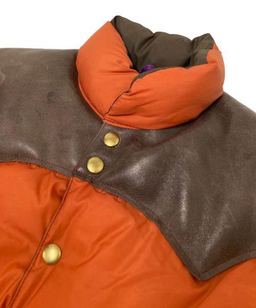 Rocky Mountain FeatherBed（ロッキーマウンテンフェザーベッド）Rocky Mountain FeatherBed (ロッキーマウンテンフェザーベッド) WAREHOUSE (ウエアハウス) ダウンベスト オレンジ×ブラウン サイズ:Mの古着・服飾アイテム