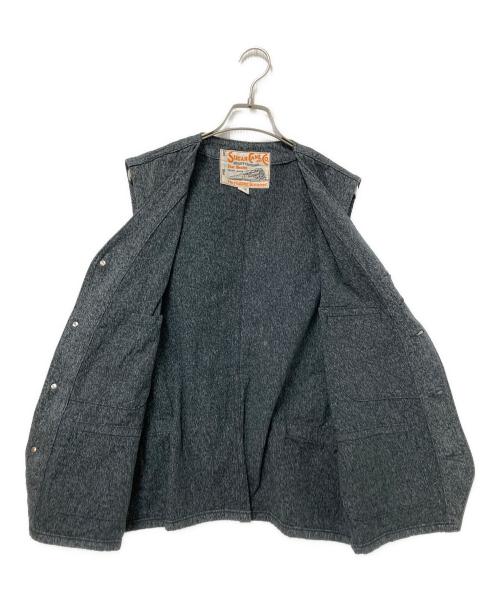 SUGAR CANE（シュガーケーン）SUGAR CANE (シュガーケーン) コットンブラックコバートワークベスト グレー サイズ:42の古着・服飾アイテム