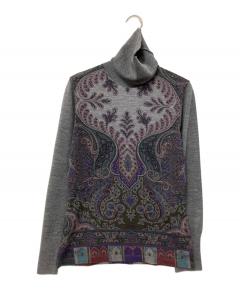 中古・古着通販】ETRO (エトロ) 総柄タートルネックニット オレンジ