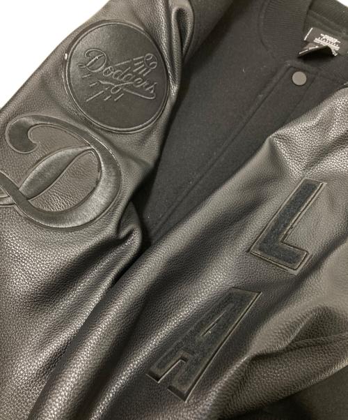 MLB（エムエルビー）MLB (エムエルビー) 切替レザースタジャン ブラック サイズ:3XLの古着・服飾アイテム