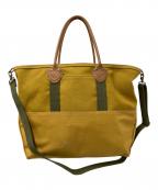 L.L.Bean×BEAMSエルエルビーン×ビームス）の古着「Deep Bottom Leather Handle Zip Tote L」｜ブラウン×カーキ