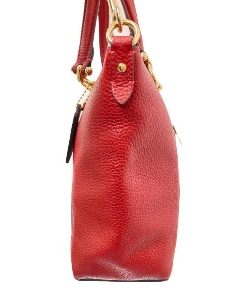 COACH（コーチ）COACH (コーチ) ケイシー サッチェル シグネチャー キャンバス レッド×ブラウン サイズ:下記参照の古着・服飾アイテム