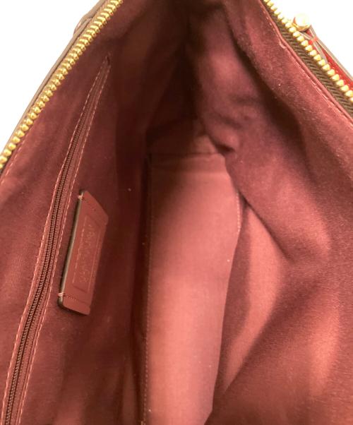 COACH（コーチ）COACH (コーチ) ケイシー サッチェル シグネチャー キャンバス レッド×ブラウン サイズ:下記参照の古着・服飾アイテム