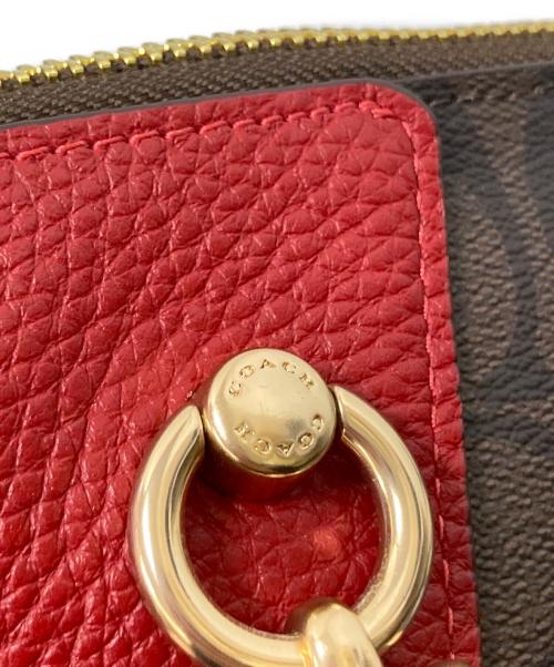 COACH（コーチ）COACH (コーチ) ケイシー サッチェル シグネチャー キャンバス レッド×ブラウン サイズ:下記参照の古着・服飾アイテム