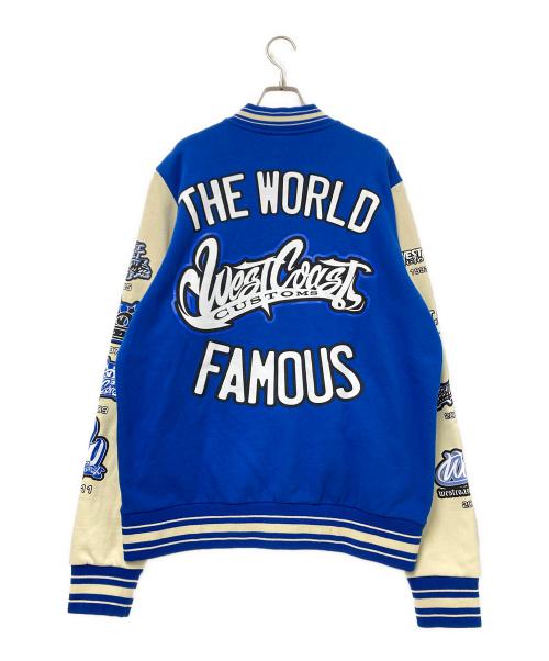 MADE BLANKS（メイドブランクス）MADE BLANKS (メイドブランクス) スウェットスタジャン ホワイト×ブルー サイズ:Lの古着・服飾アイテム