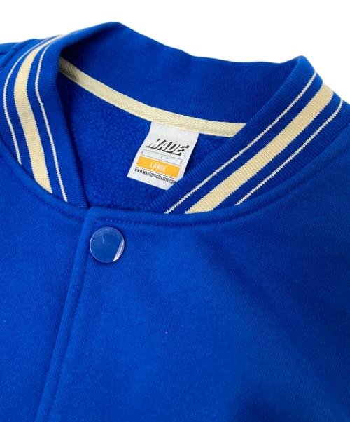 MADE BLANKS（メイドブランクス）MADE BLANKS (メイドブランクス) スウェットスタジャン ホワイト×ブルー サイズ:Lの古着・服飾アイテム