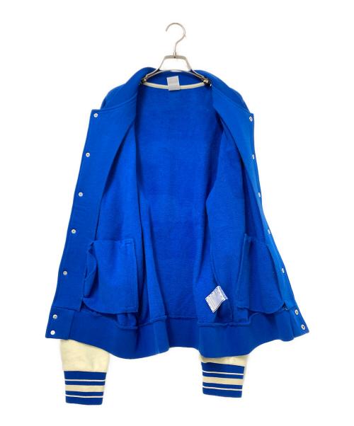 MADE BLANKS（メイドブランクス）MADE BLANKS (メイドブランクス) スウェットスタジャン ホワイト×ブルー サイズ:Lの古着・服飾アイテム