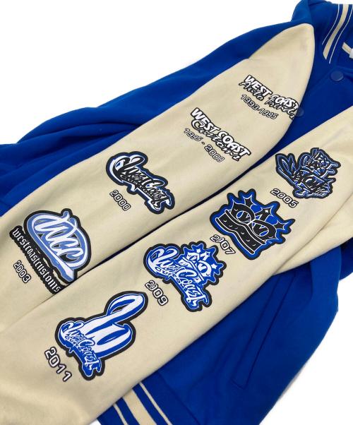 MADE BLANKS（メイドブランクス）MADE BLANKS (メイドブランクス) スウェットスタジャン ホワイト×ブルー サイズ:Lの古着・服飾アイテム