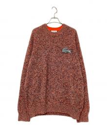 LACOSTE（ラコステ）の古着「ワニロゴ刺繍ニット」｜オレンジ
