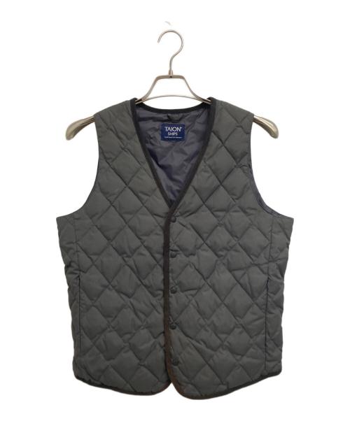 TAION（タイオン）TAION (タイオン) SHIPS (シップス) 別注キルティングダウンベスト グレー サイズ:Mの古着・服飾アイテム