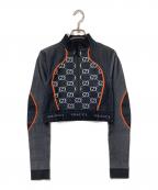 GUCCIグッチ）の古着「クロップドジャージジャケット」｜ブラック×オレンジ