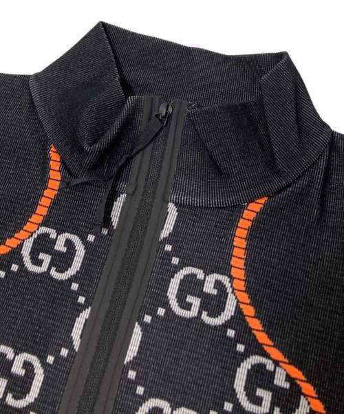 GUCCI（グッチ）GUCCI (グッチ) クロップドジャージジャケット ブラック×オレンジ サイズ:M 未使用品の古着・服飾アイテム
