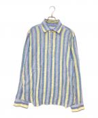 Massimo d’Augustoマッシモダウグスト）の古着「リネンハーフボタンストライプシャツ」｜イエロー×ブルー