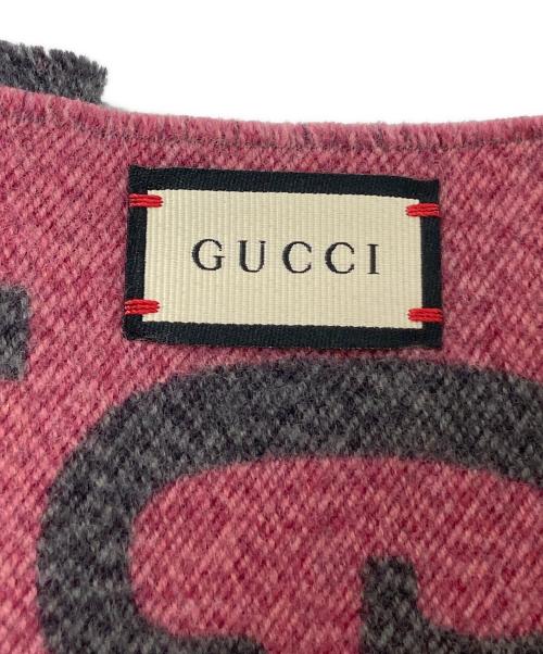 GUCCI（グッチ）GUCCI (グッチ) GGジャガードマフラー ピンク×グレー サイズ:下記参照の古着・服飾アイテム