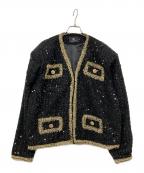 K+CARMENTDENTMSIMPLEケースプラス カーメント デントエム シンプル）の古着「ノーカラースパンコールツイードジャケット」｜ブラック