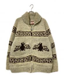 TUAK（トゥアック）の古着「カウチンニットカーディガン」｜ベージュ×ブラウン