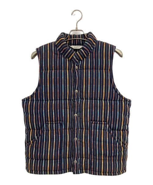 TENDERLOIN（テンダーロイン）TENDERLOIN (テンダーロイン) 中綿ストライプベスト ネイビー サイズ:Mの古着・服飾アイテム