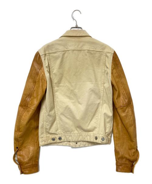 DSQUARED2（ディースクエアード）DSQUARED2 (ディースクエアード) レザー切替トラッカージャケット ベージュ×ブラウン サイズ:46の古着・服飾アイテム
