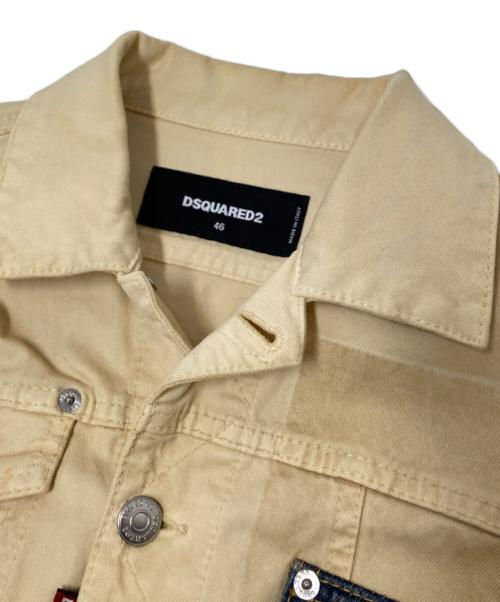DSQUARED2（ディースクエアード）DSQUARED2 (ディースクエアード) レザー切替トラッカージャケット ベージュ×ブラウン サイズ:46の古着・服飾アイテム