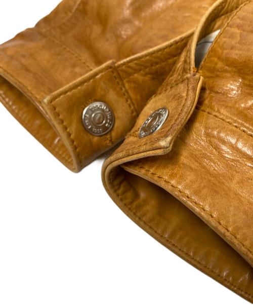 DSQUARED2（ディースクエアード）DSQUARED2 (ディースクエアード) レザー切替トラッカージャケット ベージュ×ブラウン サイズ:46の古着・服飾アイテム