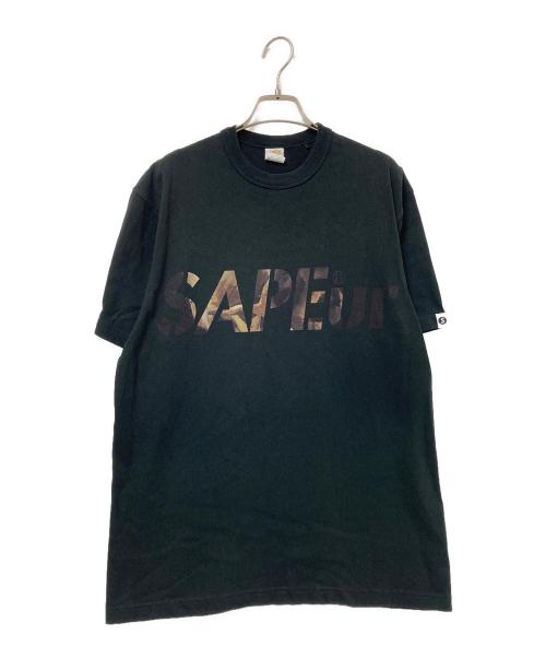 SAPEur（サプール）SAPEur (サプール) プリントTシャツ ブラック サイズ:Mの古着・服飾アイテム
