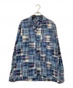 POLO RALPH LAURENポロ・ラルフローレン）の古着「パッチワークチェックオープンカラーシャツ」｜ネイビー