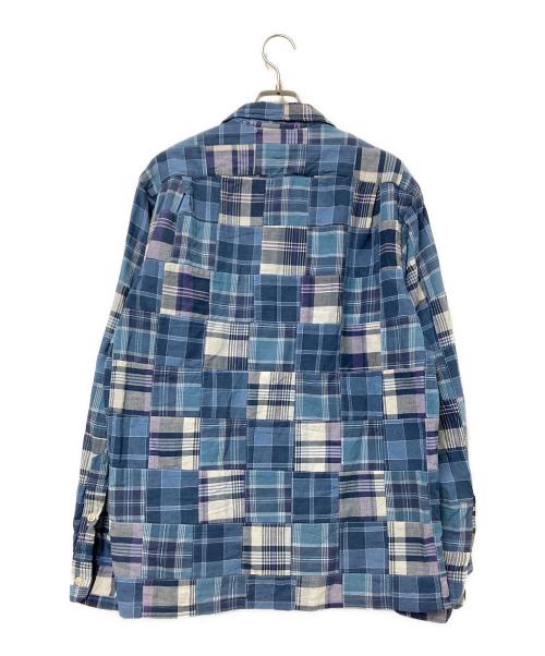 POLO RALPH LAUREN（ポロ・ラルフローレン）POLO RALPH LAUREN (ポロ・ラルフローレン) パッチワークチェックオープンカラーシャツ ネイビー サイズ:Mの古着・服飾アイテム