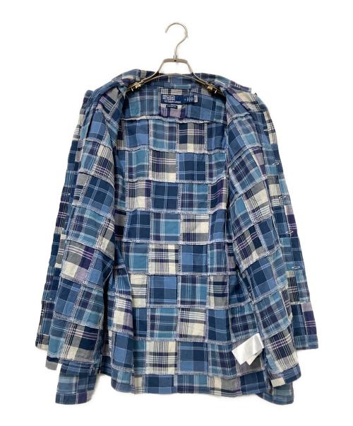 POLO RALPH LAUREN（ポロ・ラルフローレン）POLO RALPH LAUREN (ポロ・ラルフローレン) パッチワークチェックオープンカラーシャツ ネイビー サイズ:Mの古着・服飾アイテム