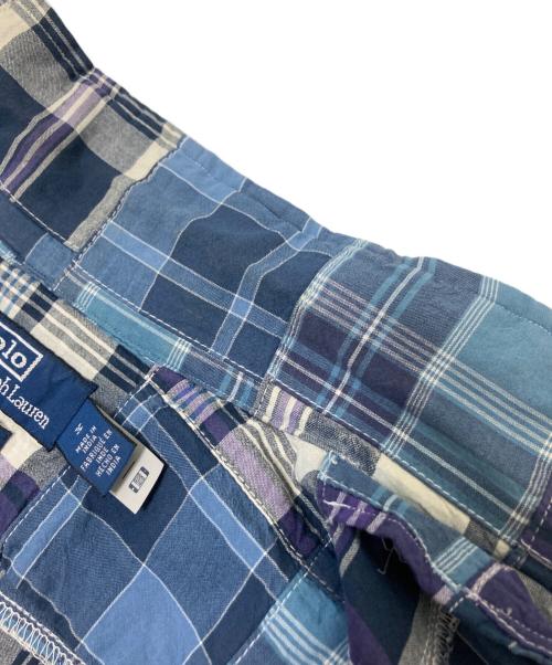 POLO RALPH LAUREN（ポロ・ラルフローレン）POLO RALPH LAUREN (ポロ・ラルフローレン) パッチワークチェックオープンカラーシャツ ネイビー サイズ:Mの古着・服飾アイテム