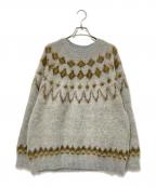 South2 West8サウスツー ウエストエイト）の古着「Mohair Crew Neck Sweater - Nordic Skull」｜グレー