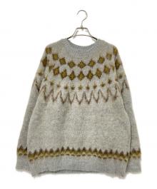 South2 West8（サウスツー ウエストエイト）の古着「Mohair Crew Neck Sweater - Nordic Skull」｜グレー
