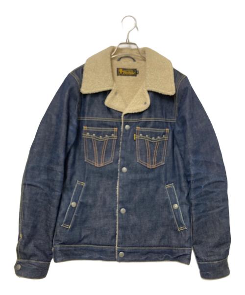 RUDE GALLERY BLACK REBEL（ルードギャラリー ブラックレーベル）RUDE GALLERY BLACK REBEL (ルードギャラリー ブラックレーベル) ボアランチジャケット インディゴ×ホワイト サイズ:Mの古着・服飾アイテム