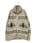 KANATAカナタ）の古着「サンダーバード柄 カウチンニットジャケット」｜グレー×ベージュ