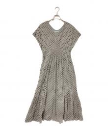 ne quittez pas（ヌキテパ）の古着「ドットフレンチスリーブドレス」｜ブラック×グレー