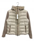 EMMETIエンメティ）の古着「GART ニットスリーブ ムートン ダウンジャケット」｜ベージュ