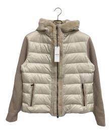 EMMETI（エンメティ）の古着「GART ニットスリーブ ムートン ダウンジャケット」｜ベージュ