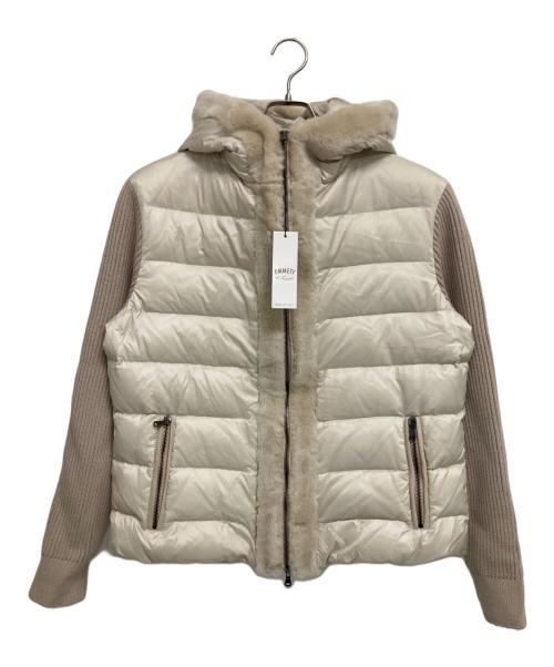 EMMETI（エンメティ）EMMETI (エンメティ) GART ニットスリーブ ムートン ダウンジャケット ベージュ サイズ:52の古着・服飾アイテム