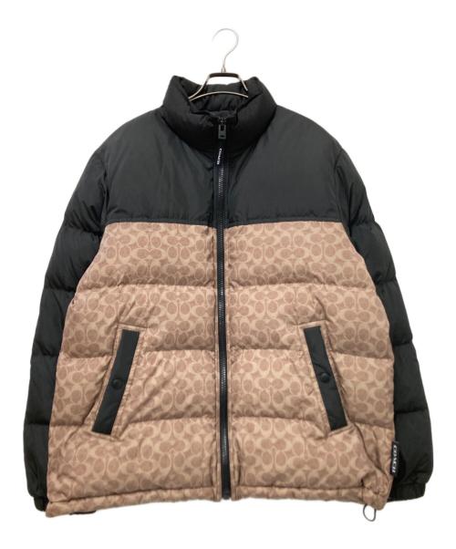 COACH（コーチ）COACH (コーチ) シグネチャーダウンジャケット ブラック×ベージュ サイズ:下記参照の古着・服飾アイテム