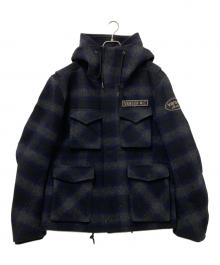 VANSON（バンソン）の古着「フーデッドオンブレウールジャケット」｜グレー×ブラック