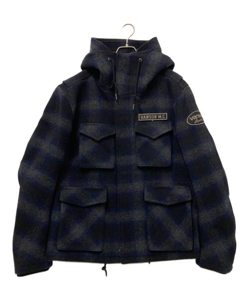 VANSON（バンソン）VANSON (バンソン) フーデッドオンブレウールジャケット グレー×ブラック サイズ:XLの古着・服飾アイテム