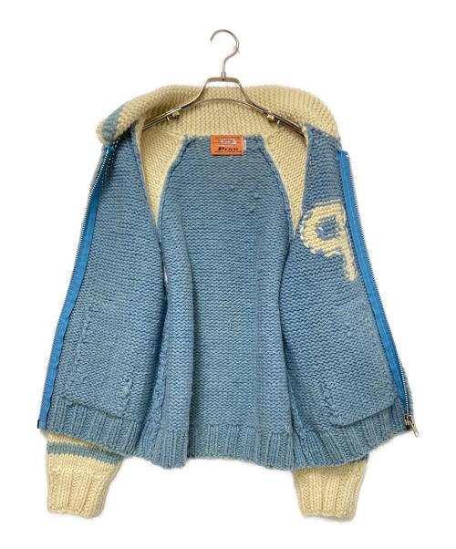 PIKO（ピコ）PIKO (ピコ) カウチンニット ジャケット アイボリー×ブルー サイズ:Lの古着・服飾アイテム