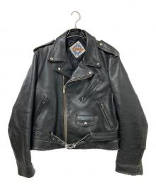 US GENUINE WEAR（ユーエス ジェニュイン ウェア）の古着「レザーライダースジャケット」｜ブラック