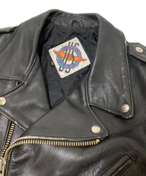 US GENUINE WEAR（ユーエス ジェニュイン ウェア）US GENUINE WEAR (ユーエス ジェニュイン ウェア) レザーライダースジャケット ブラック サイズ:42の古着・服飾アイテム
