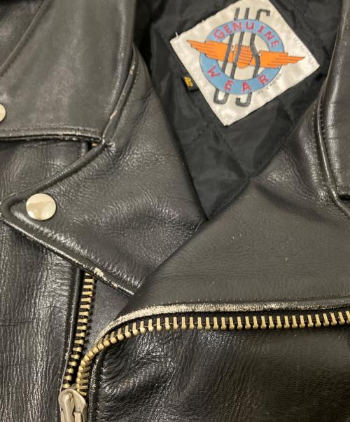 US GENUINE WEAR（ユーエス ジェニュイン ウェア）US GENUINE WEAR (ユーエス ジェニュイン ウェア) レザーライダースジャケット ブラック サイズ:42の古着・服飾アイテム