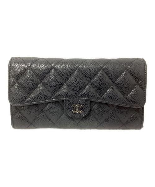 CHANEL（シャネル）CHANEL (シャネル) マトラッセクラシックロングフラップウォレット ブラックの古着・服飾アイテム