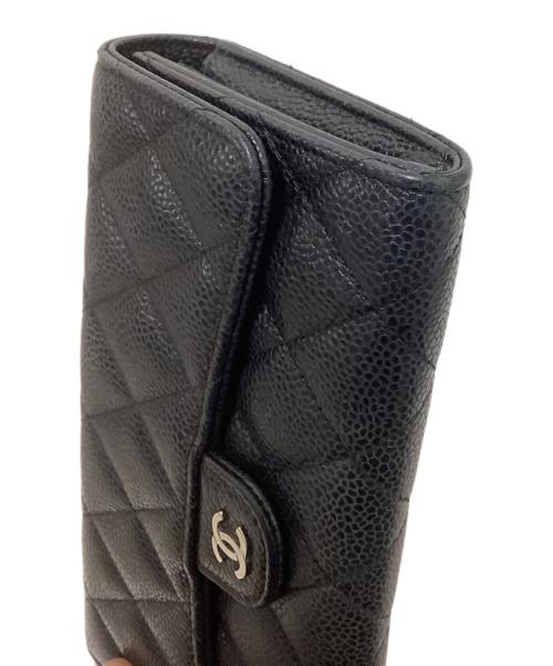 CHANEL（シャネル）CHANEL (シャネル) マトラッセクラシックロングフラップウォレット ブラックの古着・服飾アイテム