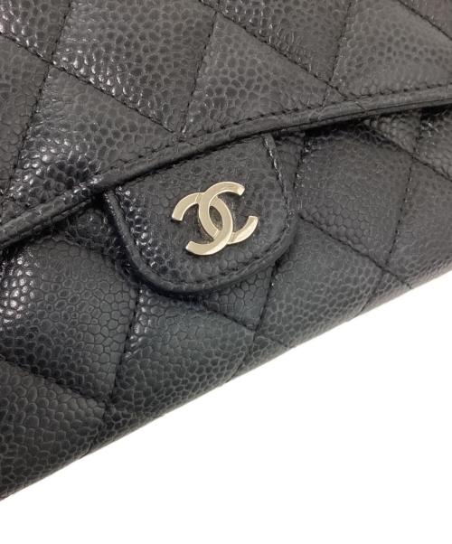 CHANEL（シャネル）CHANEL (シャネル) マトラッセクラシックロングフラップウォレット ブラックの古着・服飾アイテム