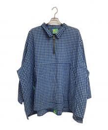 Meals Clothing（ミールズクロージング）の古着「チェックプルオーバーシャツ」｜ネイビー×ホワイト