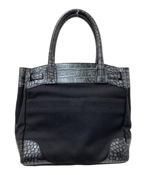 A.D.M.J.（エーディーエムジェイ）A.D.M.J. (エーディーエムジェイ) キャンバスクロコ型押しコンビハンドバッグ ブラック サイズ:下記参照の古着・服飾アイテム