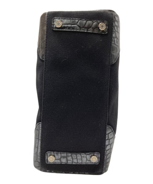 A.D.M.J.（エーディーエムジェイ）A.D.M.J. (エーディーエムジェイ) キャンバスクロコ型押しコンビハンドバッグ ブラック サイズ:下記参照の古着・服飾アイテム